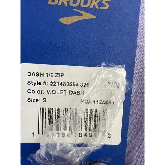 Brooks Womans Size Small Violet Dash 1/2 Zip Mock Neck Top Pocket Thumbholes - Picture 7 of 10